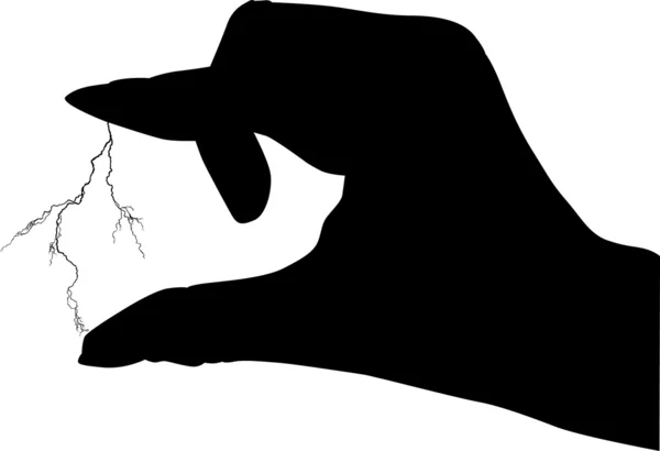 인간의 손과 번개 그림 — 스톡 벡터