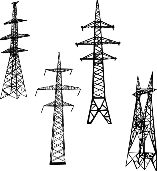 4 つの電気塔の図 — ストックベクタ