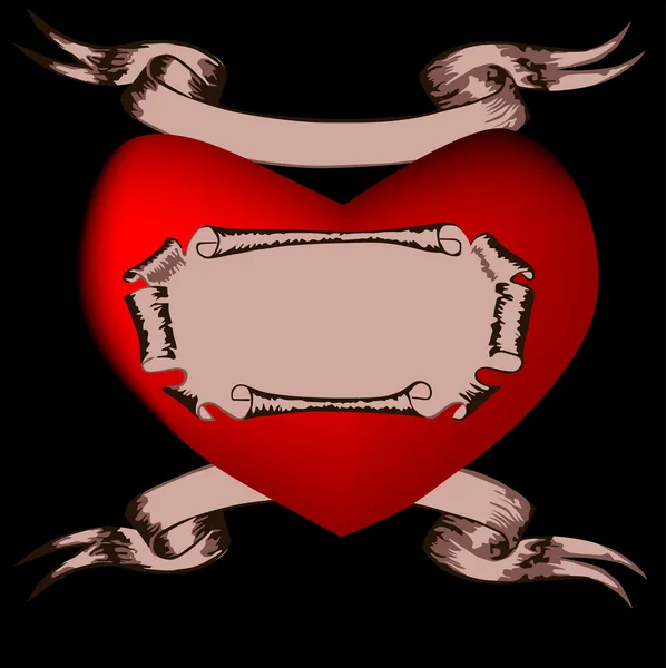 Défilement et illustration coeur rouge — Image vectorielle