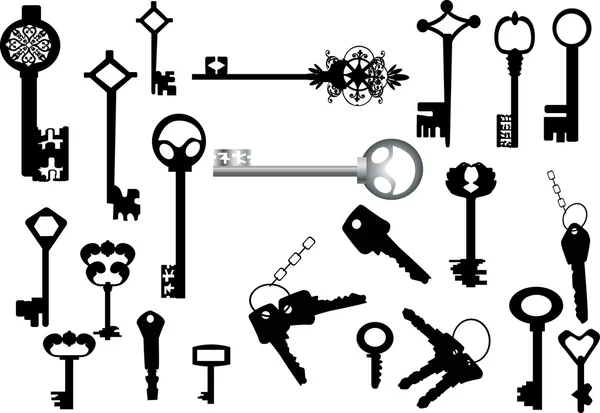 Keys, collectie geïsoleerd op wit — Stockvector