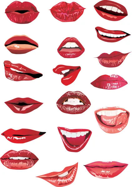 Conjunto de dieciocho labios — Vector de stock