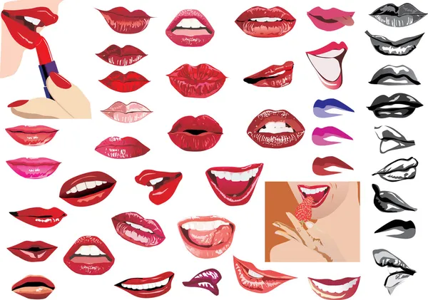 Большой набор женщин иллюстрации губ — стоковый вектор