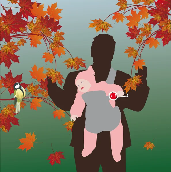 Mannen och barnet på hösten — Stock vektor