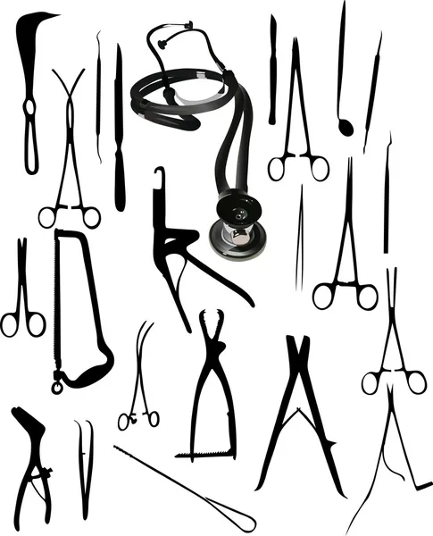 Estetoscópio e outros instrumentos médicos — Vetor de Stock