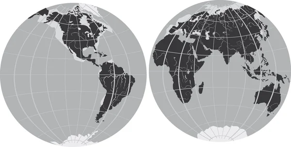 Dvě hemisféry šedá mapa — Stockový vektor