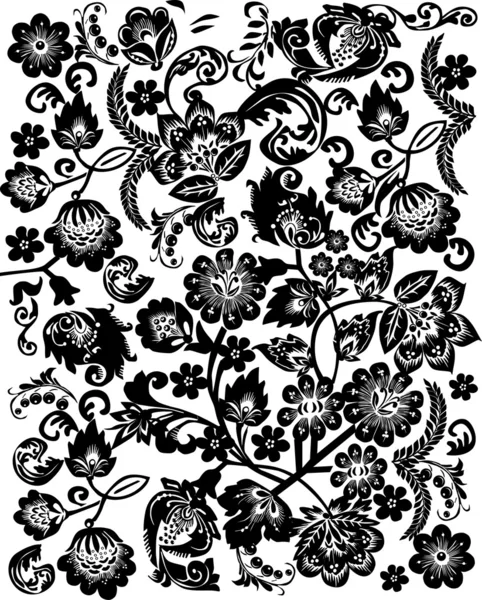 带花的黑色传统背景 — 图库矢量图片