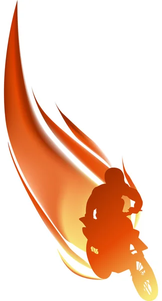 Motorkář v plameni ilustrace — Stockový vektor
