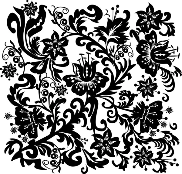 传统的黑花图案 — 图库矢量图片