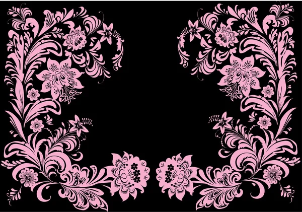 Flor rosa medio marco — Archivo Imágenes Vectoriales
