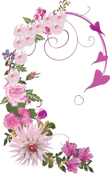 ピンクの花が孤立したカール — ストックベクタ