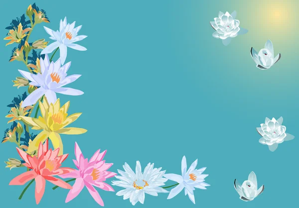 Lily mavi çiçek dekorasyonu — Stok Vektör