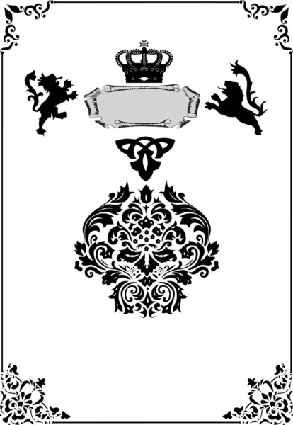 Cadre avec éléments héraldiques sur blanc — Image vectorielle