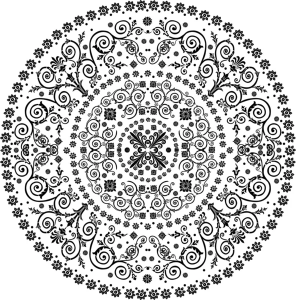 Muster mit verzierten schwarzen Kreis — Stockvektor