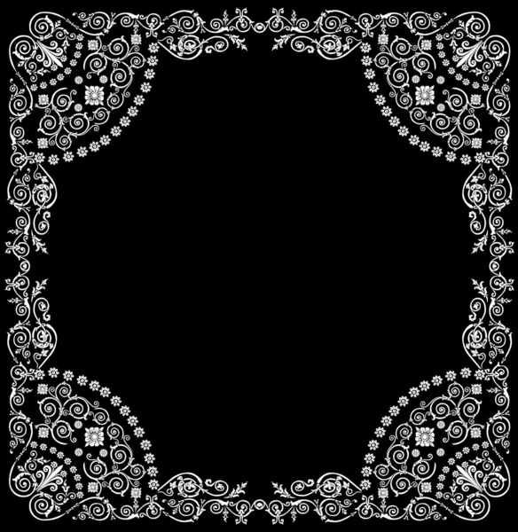 Witte ingerichte frame met florale elementen — Stockvector