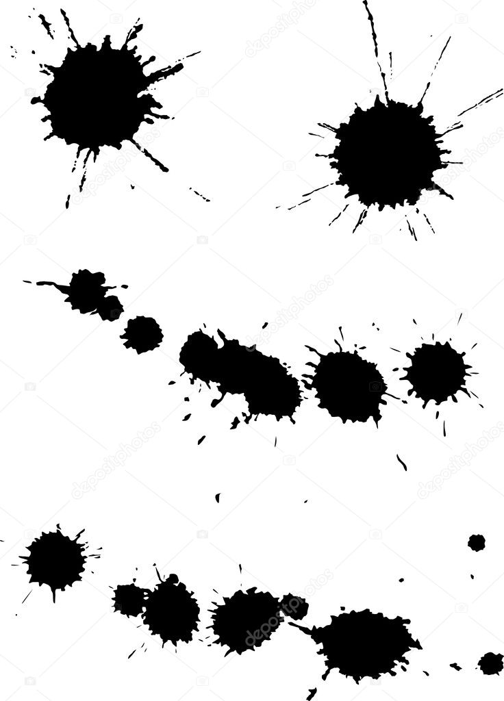 set of black blots isolated on white