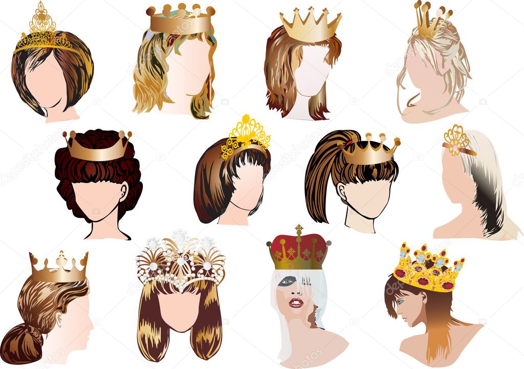 woman heads in gold crowns — Stock Vector © Dr.PAS #6649620