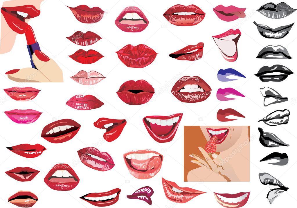 large set of women lips illustration