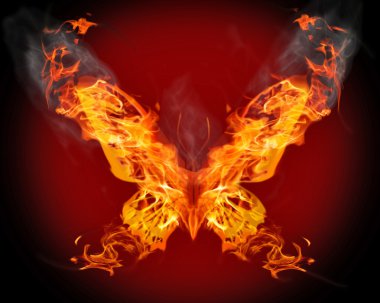 Butterfly in orange flame clipart