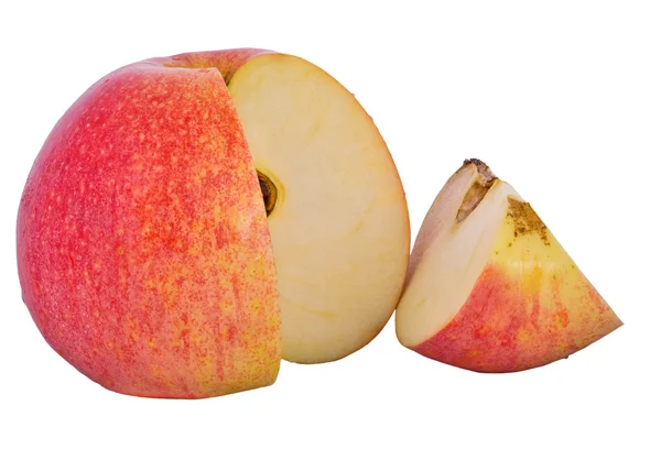 Czerwone jabłko i kawałek — Zdjęcie stockowe
