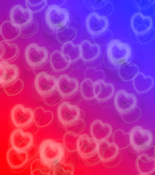 Red and blue blur background with hearts — Stock Photo, Image