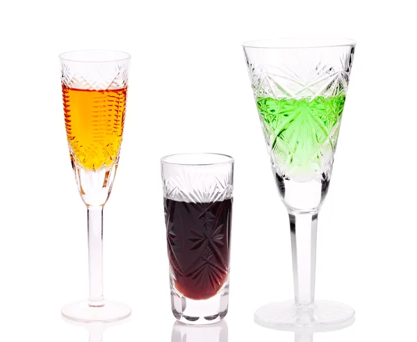 Drie glazen met verschillende dranken — Stockfoto