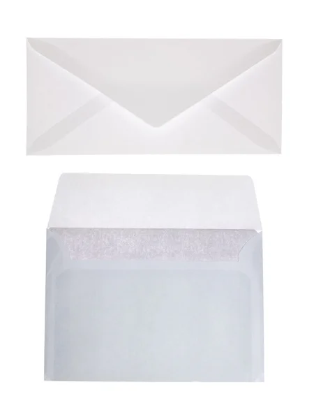 Iki zarf üzerinde beyaz izole — Stok fotoğraf