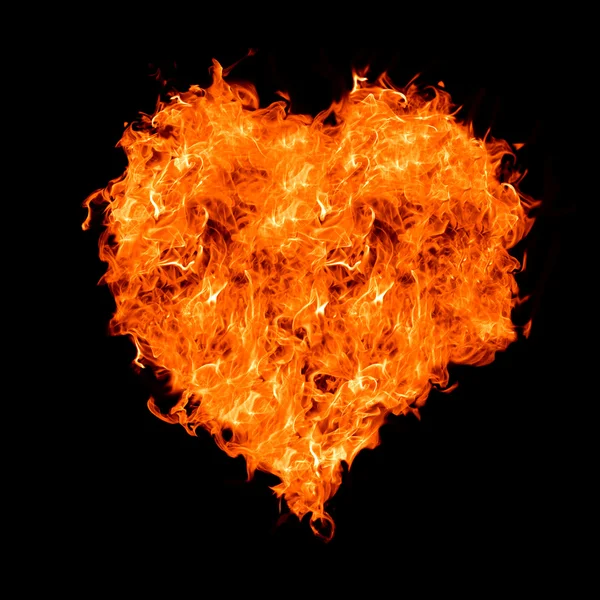 Corazón de llama en negro — Foto de Stock