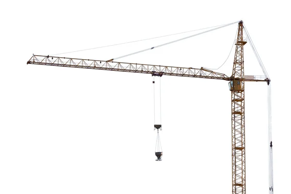 Yellow hoisting crane on white — Stock Photo, Image