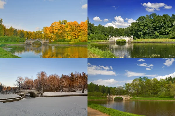 Four seasons of old bridge — Stock Photo, Image
