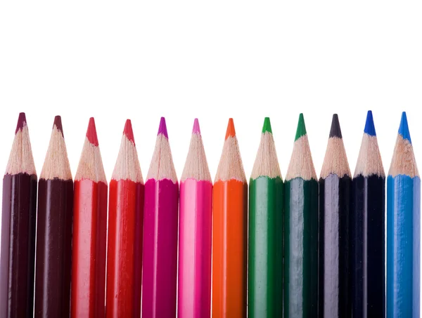 On iki renkli kalemler — Stok fotoğraf