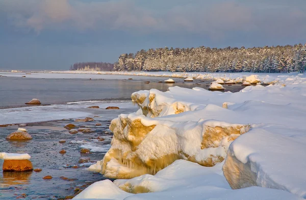 Winter coast covered by ice — Stock Photo, Image