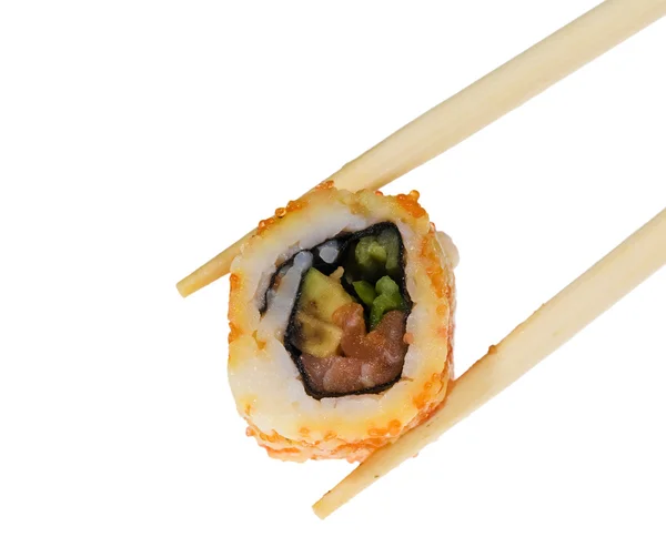Sushi et baguettes macro — Photo