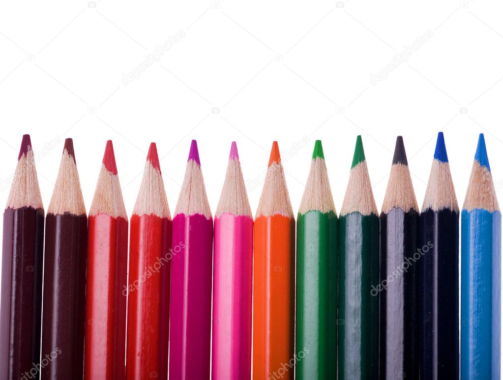 Twelve color pencils