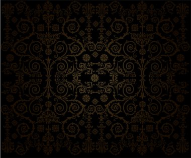 brown on black curled decoration clipart