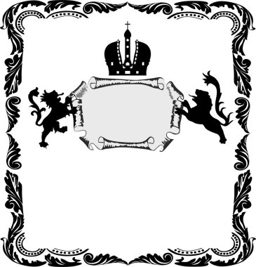 frame with heraldic lions on white clipart