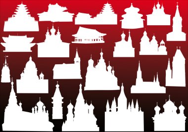 religious buildings on dark background clipart