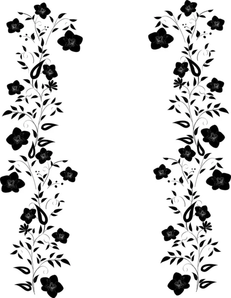 Duas tiras de flor preta decoração — Vetor de Stock