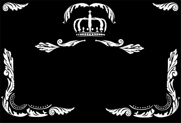 Bingkai heraldik putih dengan mahkota - Stok Vektor