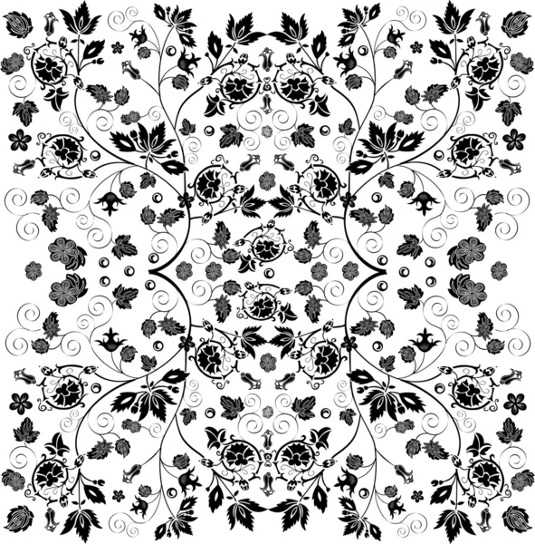 Design noir avec des fleurs — Image vectorielle