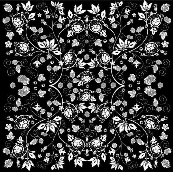 Белый цветочный дизайн с симметричными элементами — стоковый вектор