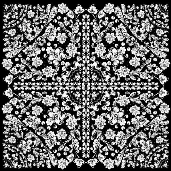 Белый квадратный узор с кудряшками — стоковый вектор