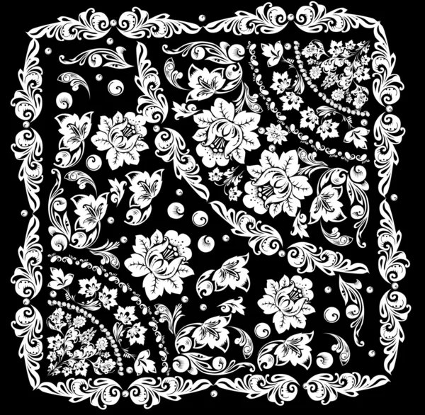 白い花を持つ正方形のデザイン — ストックベクタ
