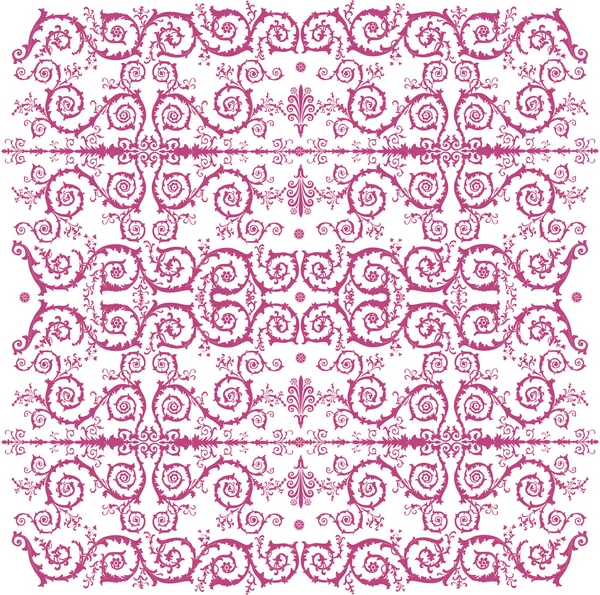 白地にピンク カール正方形のパターン — ストックベクタ