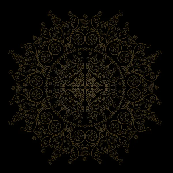 Коричневый круг украшения на черном — стоковый вектор