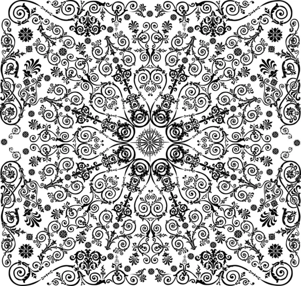 Svarta fyrkantiga traditionella böjda mönster — Stock vektor