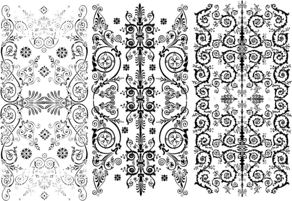 Set di tre strisce decorate su bianco — Vettoriale Stock