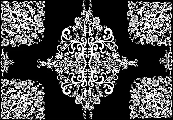 Bílý abstraktní vzor s zdobené květy — Stockový vektor