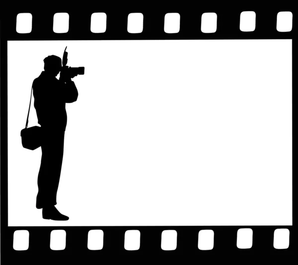 Φωτογράφος σιλουέτα στην ταινία που απομονώνονται σε λευκό — Διανυσματικό Αρχείο