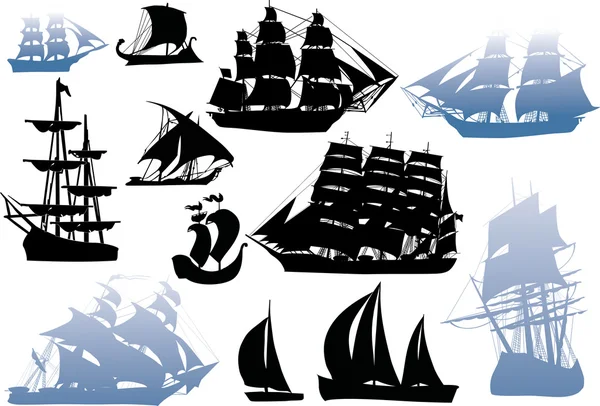 Коллекция черно-синих судов — стоковый вектор