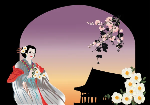 Femme en robe orientale traditionnelle — Image vectorielle